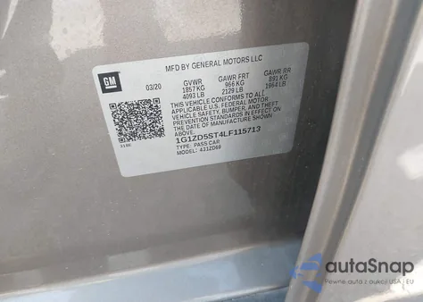 2020 Chevrolet Malibu Fwd Lt из США, поврежденный, VIN 1G1ZD5ST4LF115713